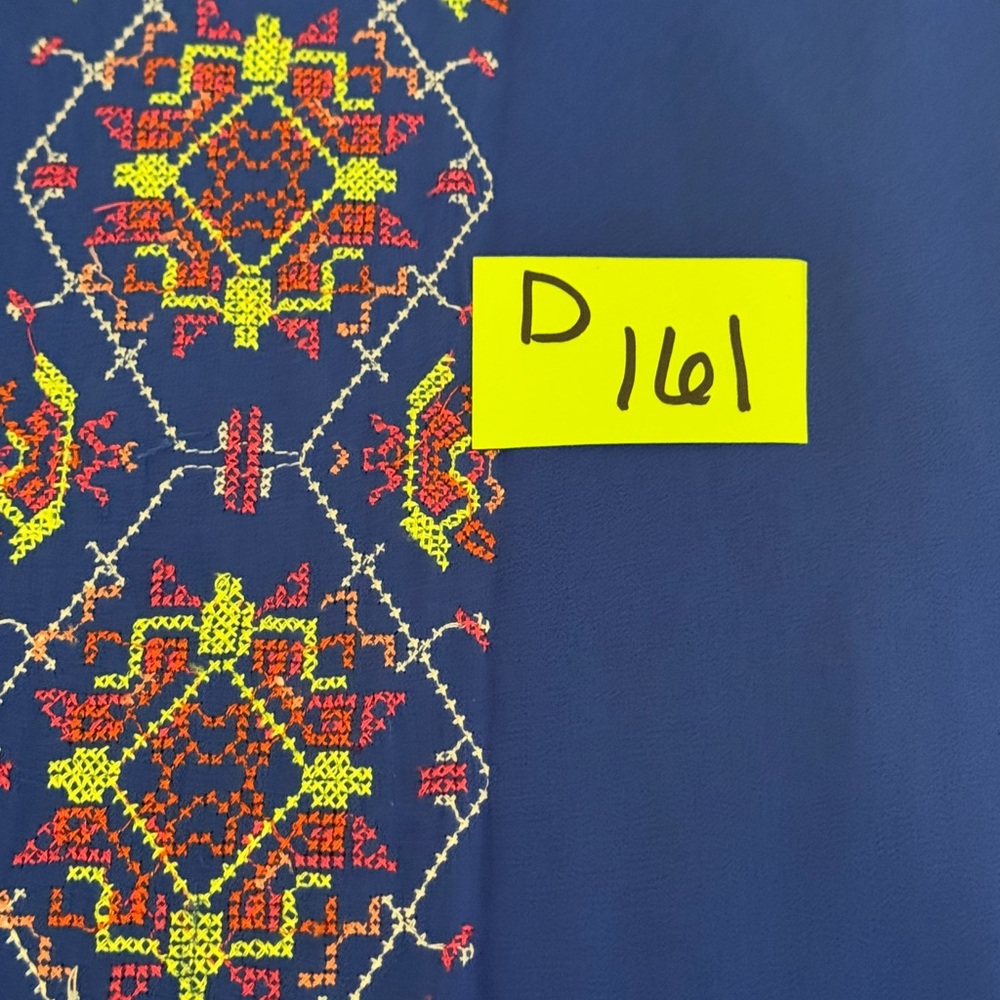 D-161 My Michelle Blue with Colorful Embroidered Detail Sleeveless MIDI Dress - Picture 12 of 12